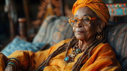A close-up portrait of a smiling woman wearing traditional Indian clothing and jewelry.