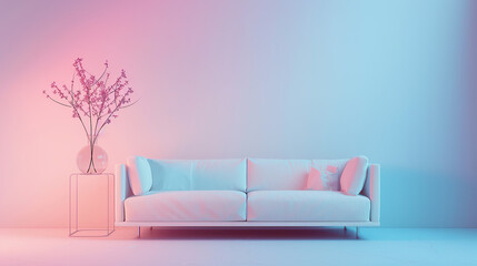 White sofa and colorful light