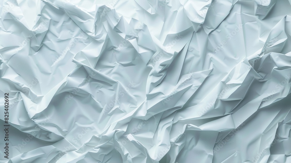 Poster crumpled white paper texture background with abstract shape and text space