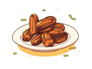 Vector illustration of a plate of dates.