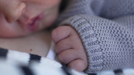 Detailed Macro View of Peaceful Newborn Asleep - Capturing Serenity in the First Days of Life