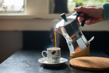 Freshly brewed espresso