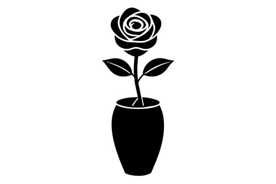 recommend clip art: Rose flower with tub vector silhouette illustration