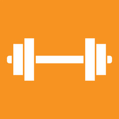 Sports gym equipment. Dumbbell - Vector icon isolated. Vector simple flat graphic hand drawn illustration. The isolated object on a orange background. Vector illustration. Eps file 20.