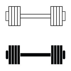 Dumbbell icons set. Symbol of strength or training. An attribute of sport, achievement, or athlete. Vector illustration. Eps file 24.