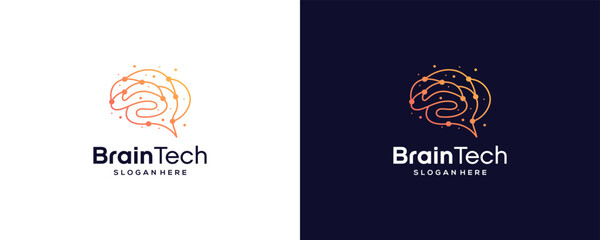 Creative Brain tech logo design. smart brain logo design, vector illustration