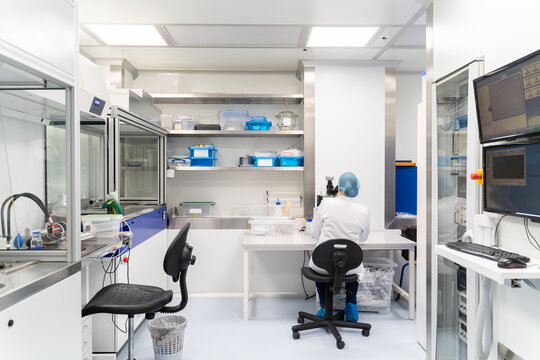 Scientist Working At Optical Coatings Lab 