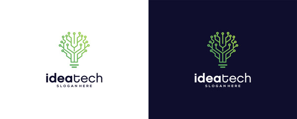 abstract Idea technology logo, with symbol lamp, blub