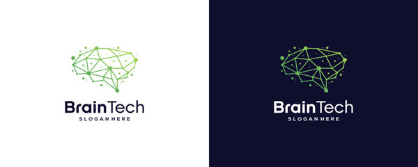 smart technology logo designs concept, tech brain logo designs
