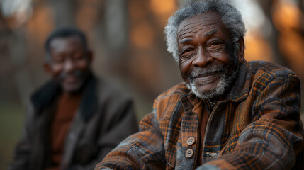Naklejka premium Two men smiling and looking at the camera