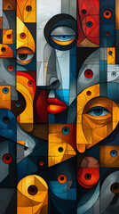 abstract modern art face - 9x16 ratio