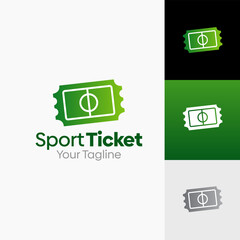Illustration Vector Graphic Logo of Sport Ticket. Merging Concepts of a soccer Field and Ticket Shape. Good for business, startup, company logo