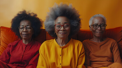 Three Black Women Sitting on a Couch and Smiling