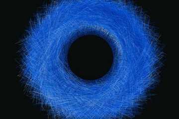 Blue object on black background