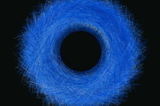 Blue object on black background