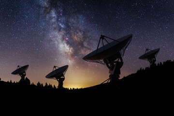 Starlit night at the radio telescope array