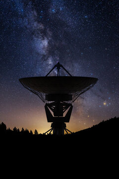 Starlit night at the radio telescope array
