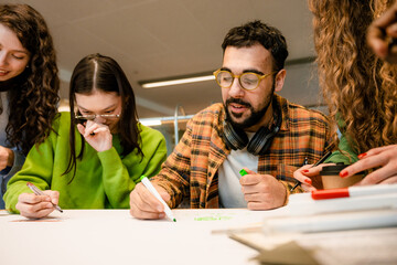 Students are working on a project in the classroom