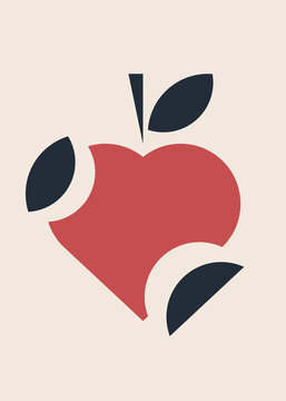 Bitten apple in the shape of heart.