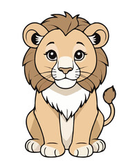 A cute Lion sitting with angry look cartoon character illustration for cartoon movies
