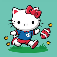 Fototapeta premium Cats are playing ball with a simple cartoon style and mascot concept