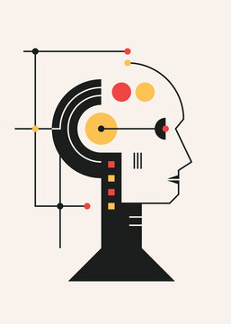 Robot head with artificial intelligence.