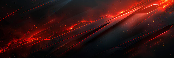 Dark grey black abstract background with red glowing lines design for social media post, business, advertising event. Modern technology innovation concept background