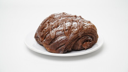 Croissant choco filling isolated on a white background