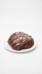 Croissant choco filling isolated on a white background