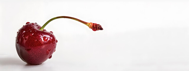 A cherry on a white background. Summer fruits. Space for text