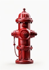 Fototapeta premium Red Fire Hydrant on White Background
