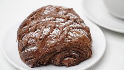 Croissant choco filling isolated on a white background