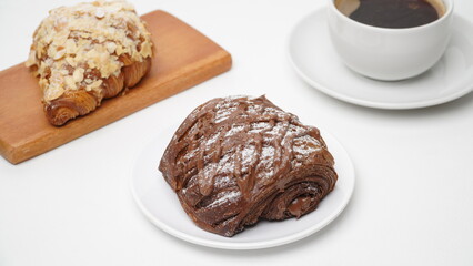 Croissant choco filling isolated on a white background