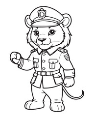 Cute Lion Coloring Pages for kids, Lion cartoon vector, Lion illustration, black and white color.