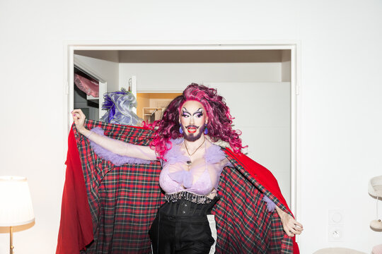 Portrait Of A Drag Queen Artist At Home.