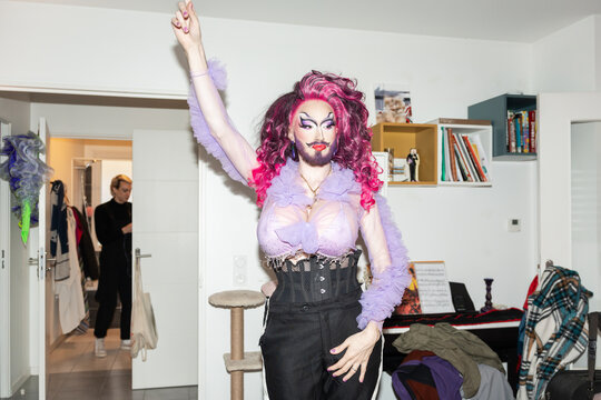 Portrait Of A Drag Queen Artist At Home.
