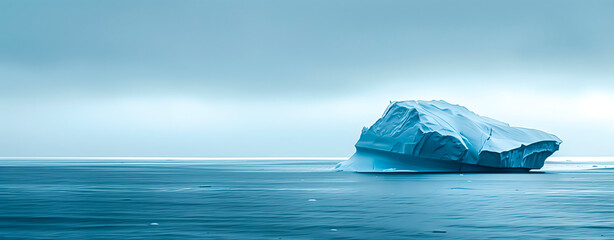 View of an iceberg at ocean height. Space for text
