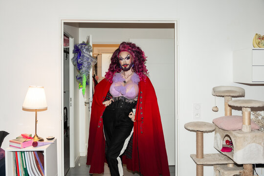 Portrait Of A Drag Queen Artist At Home.