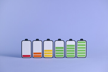 Battery charge level set, paper cut style