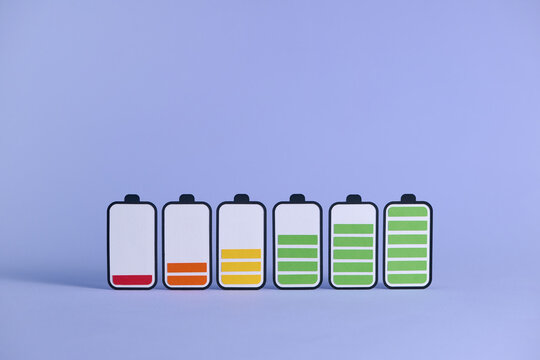 Battery charge level set, paper cut style