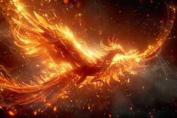 Fire burning Phoenix Bird. phoenix in fire