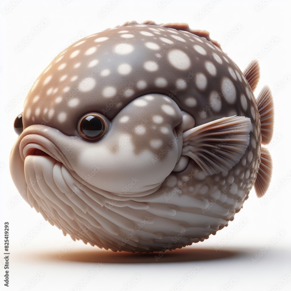 Wall mural puffer fish on white background