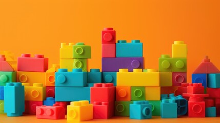 Naklejka premium Toy game for designing decorative art with plastic building blocks