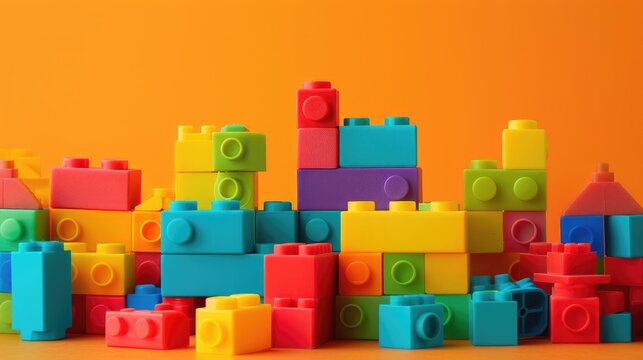 Toy game for designing decorative art with plastic building blocks