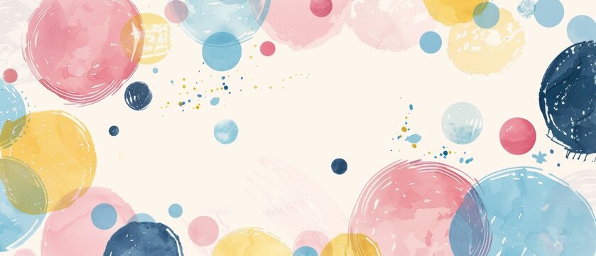 Colorful background with pastel colors and circles colorful circles with a watercolor texture, soft pastels, minimalist style, white space in the center Generative AI