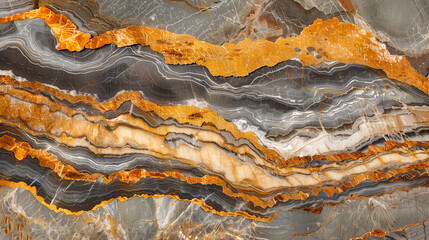 Cross section of rock with golden vein, abstract pattern background