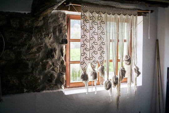 Window With Curtain and Window Sill