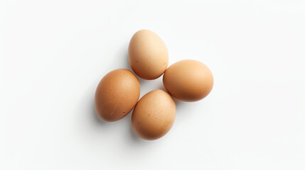 Overhead View of Brown Eggs Isolated on White Background