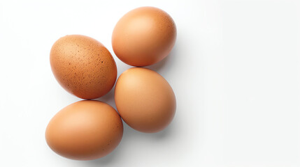 Overhead View of Brown Eggs Isolated on White Background