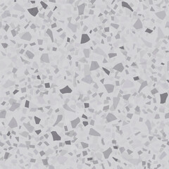 Terrazzo Venetian Abstract Pattern. Gray Mosaic Glass Background. Terrazzo Stone Trendy Material. Vector Home Italian Texture. Marble Seamless Organic Design. Floor Wrapping Irregular Print. Stone Art